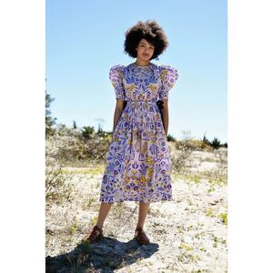 NWT Jessie Zhao New York Purple Floral Cotton Midi Dress Size 4 $269 MSRP